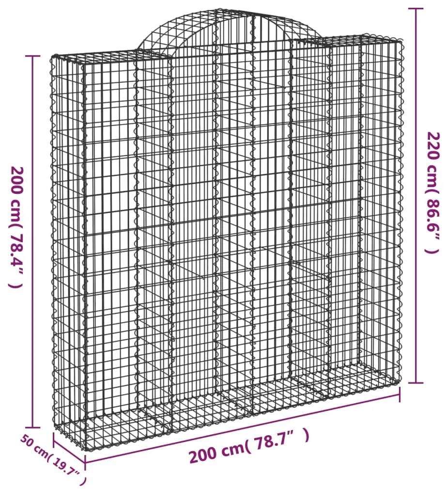 Cestos gabião arqueados 5pcs 200x50x200/220cm ferro galvanizado