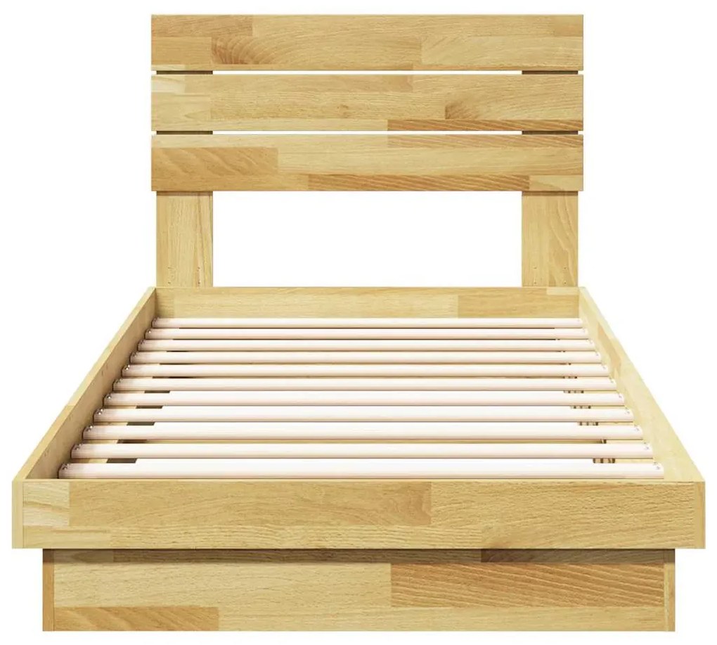 Estrutura cama cabeceira sem colchão 75x190 cm maciça carvalho