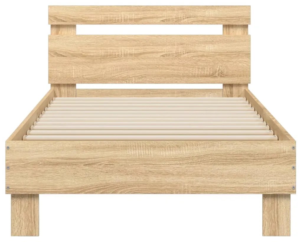 Cama sem colchão com cabeceira 90x200 cm carvalho sonoma