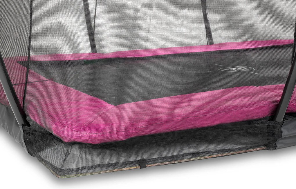 Trampolim retangular de solo Silhouette 244 x 366 cm com rede de segurança - rosa