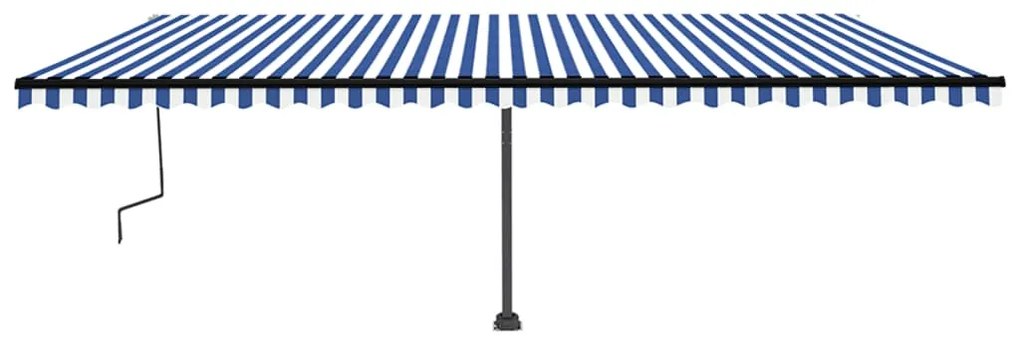 Toldo retrátil manual com LED 600x350 cm azul e branco