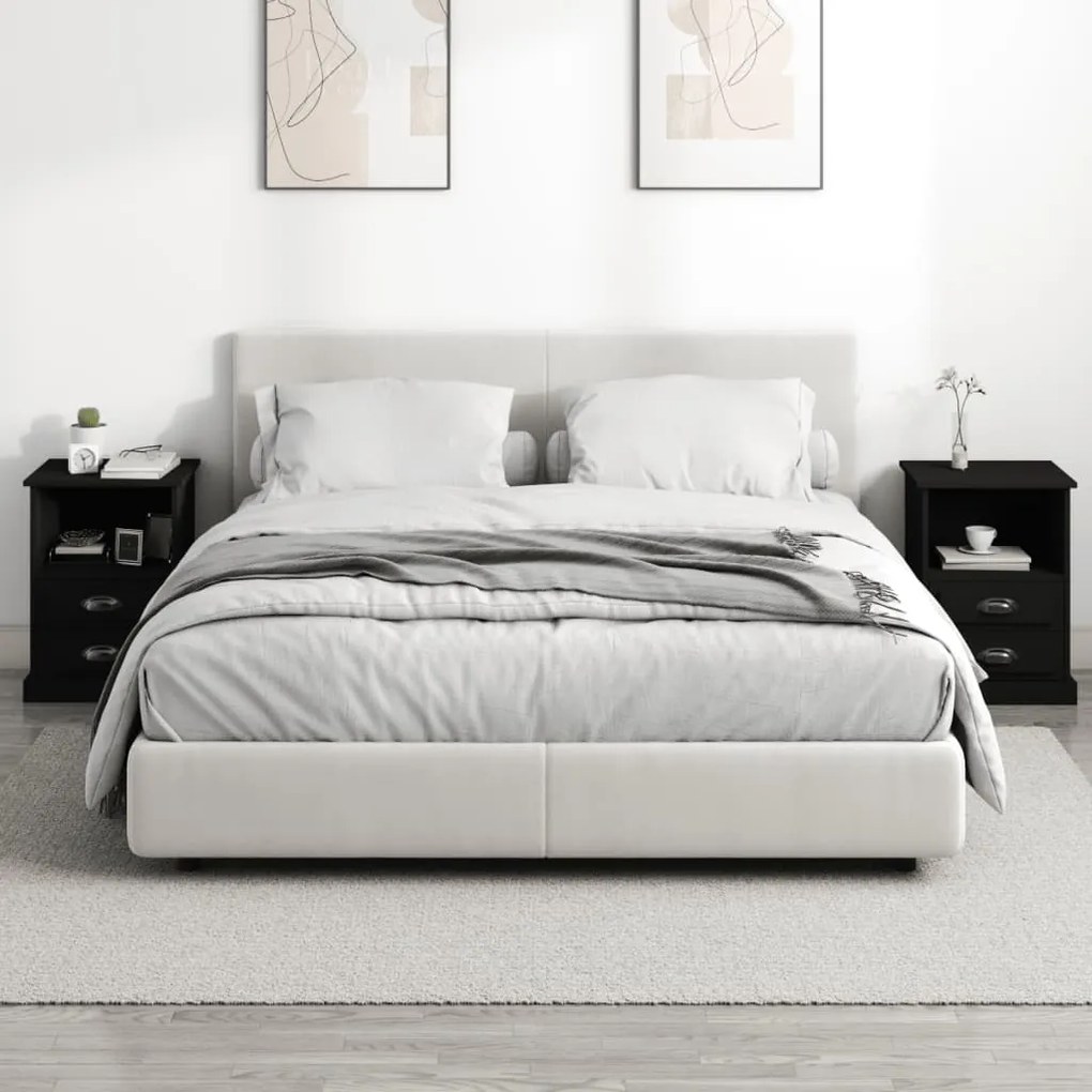 Mesas de cabeceira 2 pcs 43x36x60 cm preto