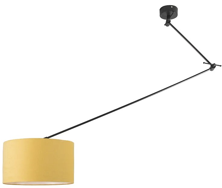 Candeeiro de suspensão preto com abajur 35 cm amarelo ajustável - Blitz I Moderno