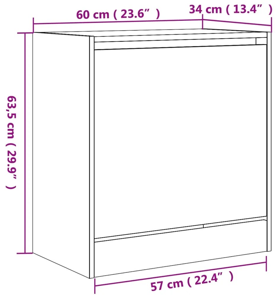 Sapateira 60x34x63,5 cm derivados de madeira branco