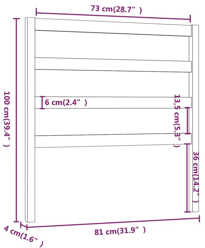 Cabeceira de cama 81x4x100 cm pinho maciço branco