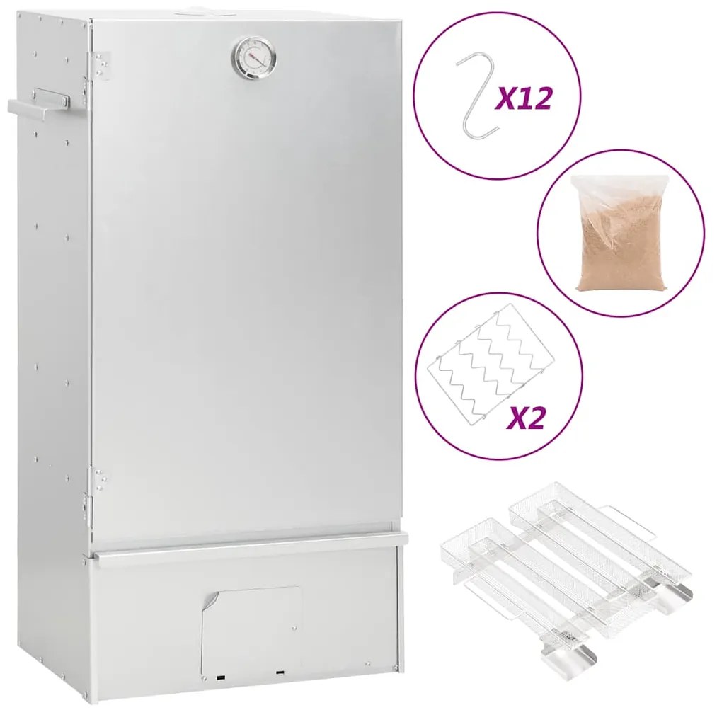 vidaXL Defumador p/ churrasqueira c/ gerador fumo frio aço galvanizado