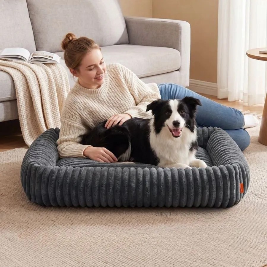 Cama ortopédica grande para cães, 106 x 75 x 20 cm cinzento-chumbo