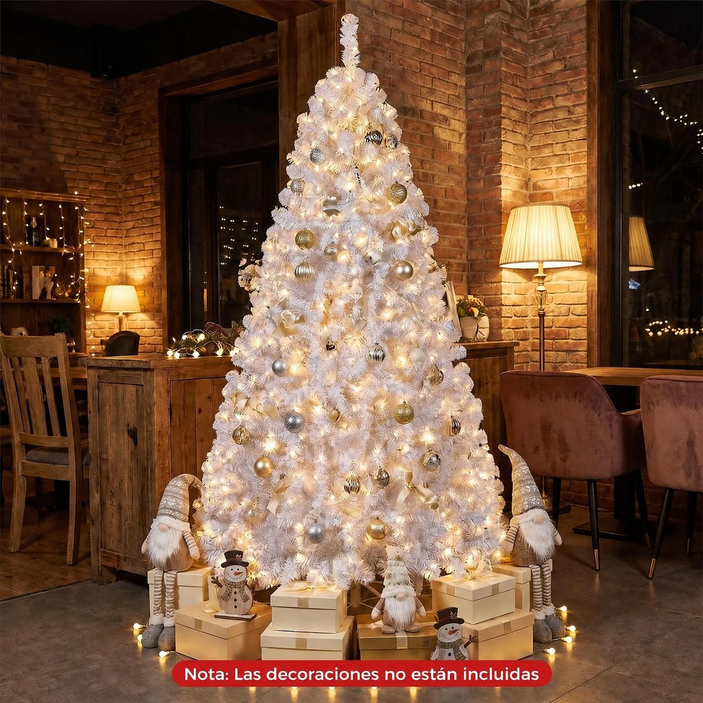 Árvore de Natal, 100 x 100 x 180 cm, Luzes LED Pré-instaladas, Branco