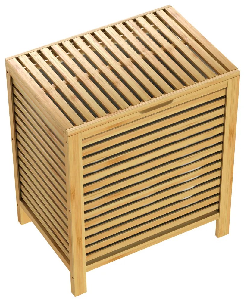 Cesto para roupa suja em bambu 62 L, 51 x 36 x 61 cm Cor Natural