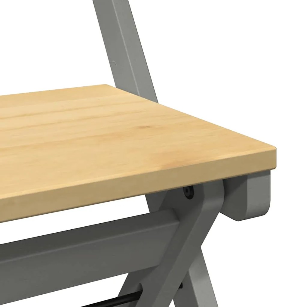Cadeiras de jantar dobráveis 2 pcs Corona pinho maciço cinzento