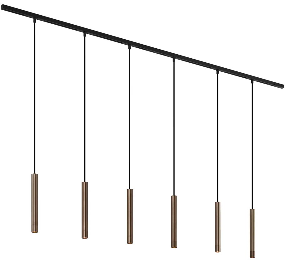 Sistema de iluminação de trilho moderno com 6 pendentes bronze monofásico - Slimline Keno