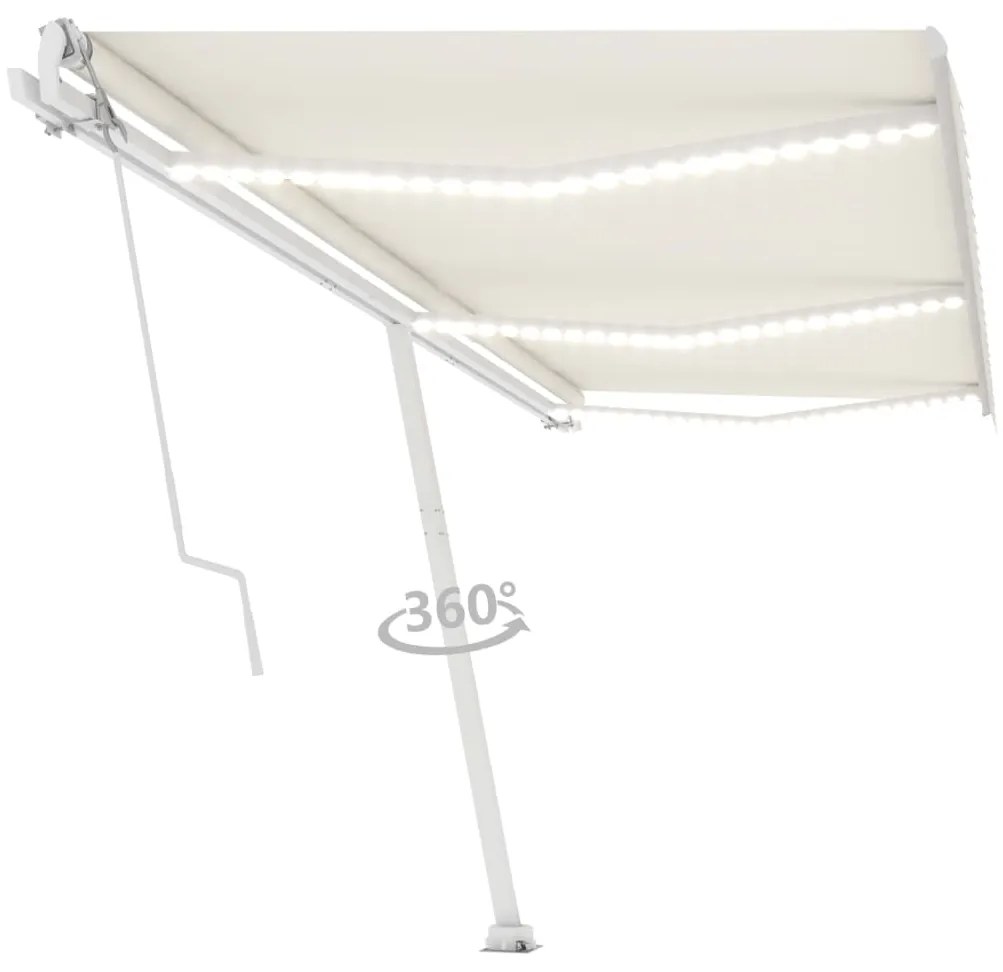 Toldo automático com LED e sensor de vento 600x300 cm cor creme