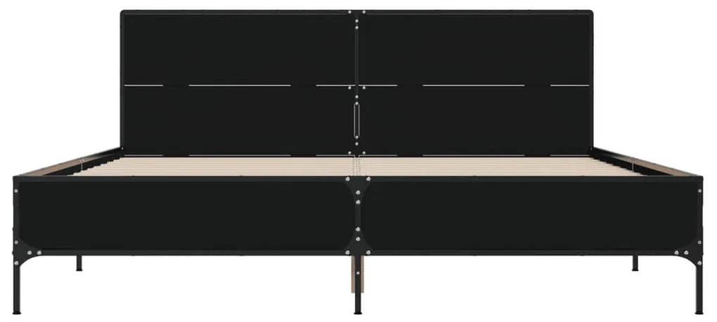 Estrutura de cama 140x200 cm derivados de madeira/metal preto