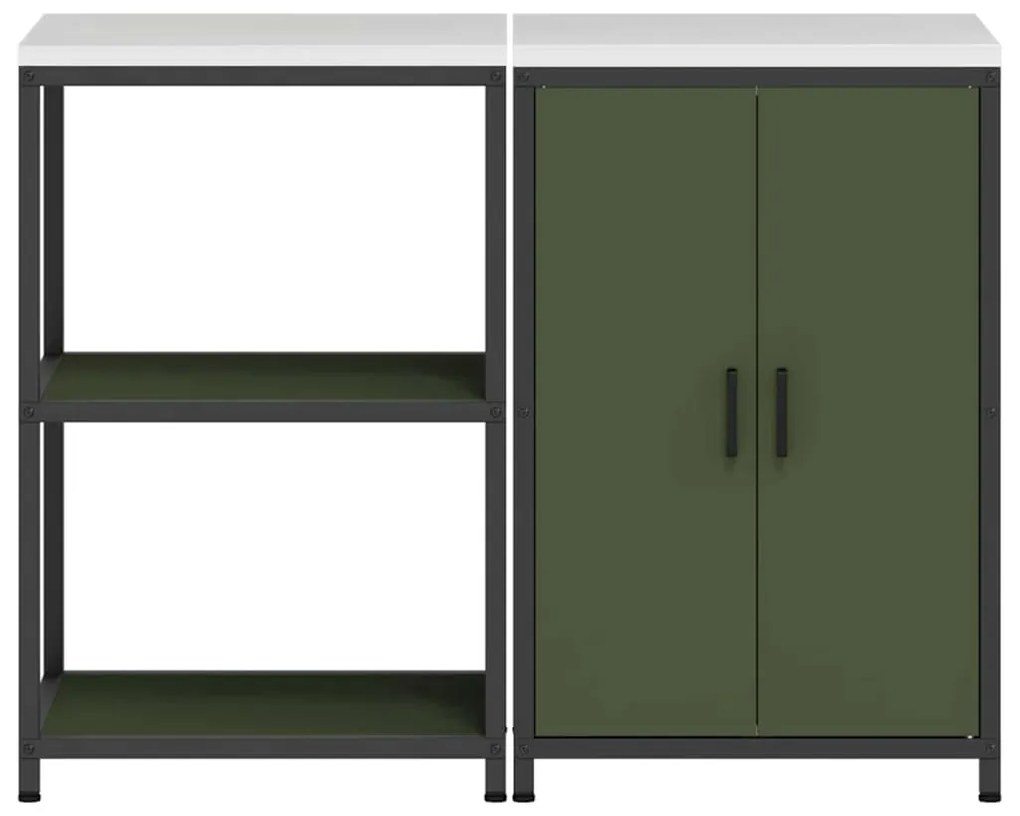 Conjunto de Armazenamento de Cozinha 2 pcs Verde Oliva