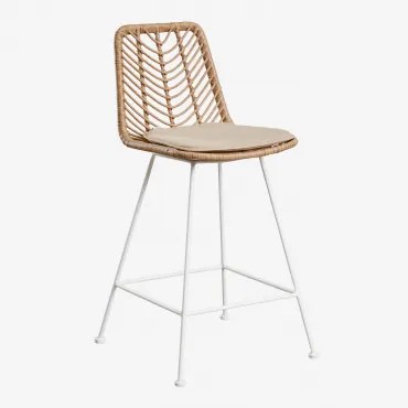 Pacote De 4 Bancos Altos Em Rattan Sintético Gouda Natural Natural & Branco & ↑65 Cm & Castanho Areia - Sklum