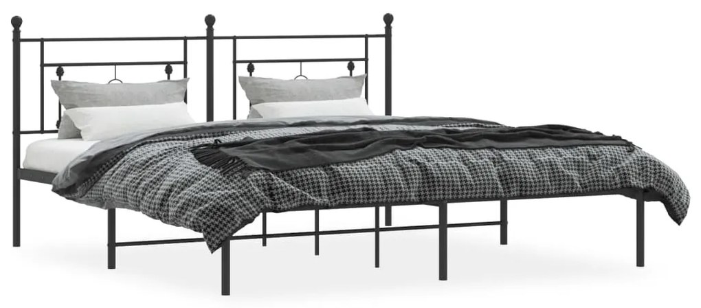 Estrutura de cama com cabeceira 183x213 cm metal preto