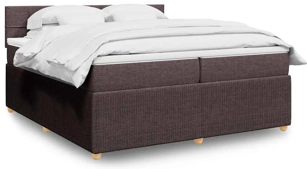 Cama com molas/colchão 200x200 cm tecido castanho-escuro