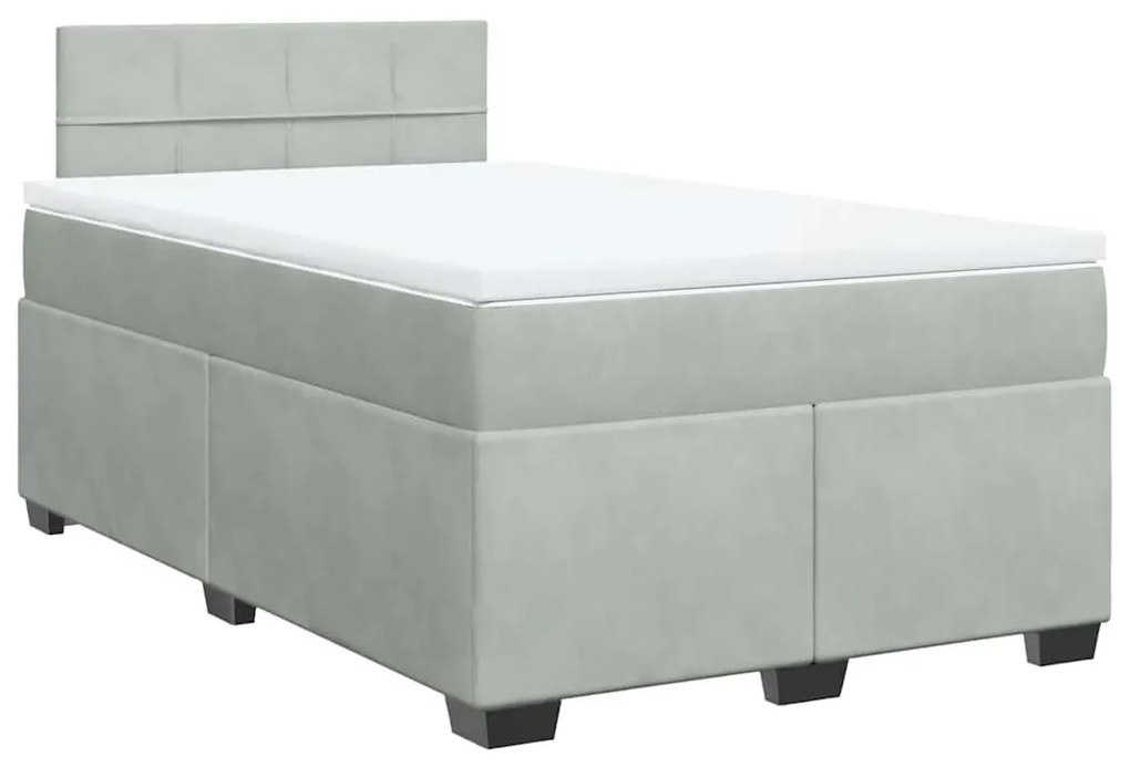 Cama boxspring com colchão 120x190 cm veludo cinzento-claro