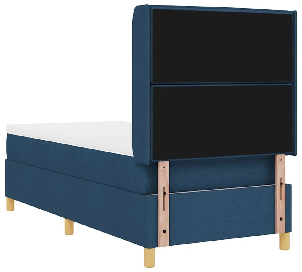 Cama Box Spring vidaXL com Colchão e LED Azul 90x200 cm em Tecido