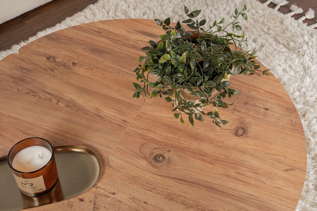 Mesa de Centro "Moira" – Pinho Atlântico, Ø90x41 cm, Design Rústico Mo