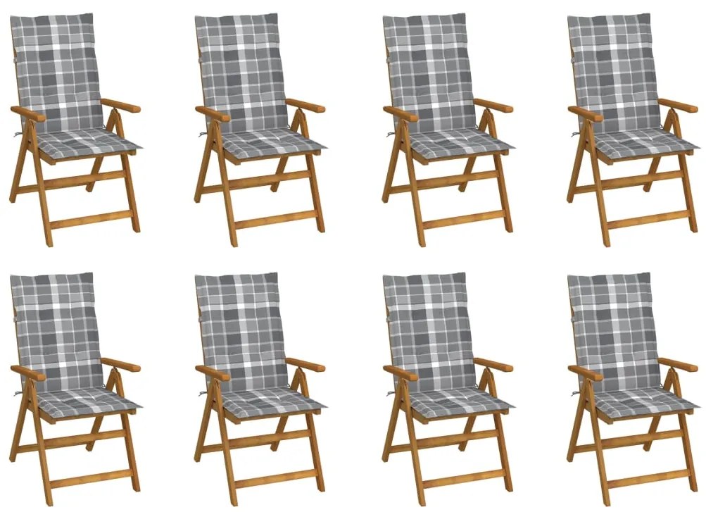 Cadeiras de jardim dobráveis c/ almofadões 8 pcs acácia maciça