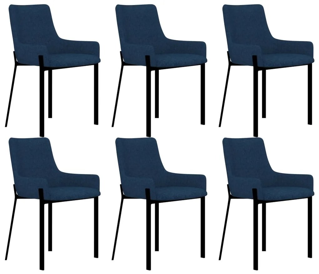 vidaXL Cadeiras de jantar 6 pcs tecido azul