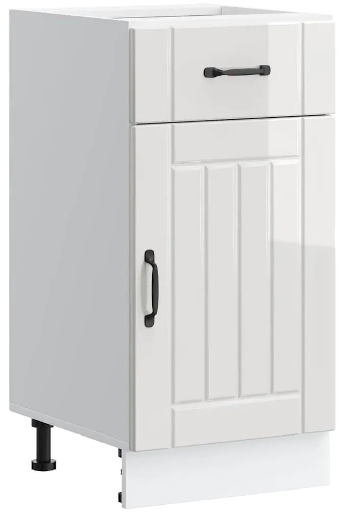 vidaXL Armário de cozinha baixo Lucca deriv. madeira branco brilhante