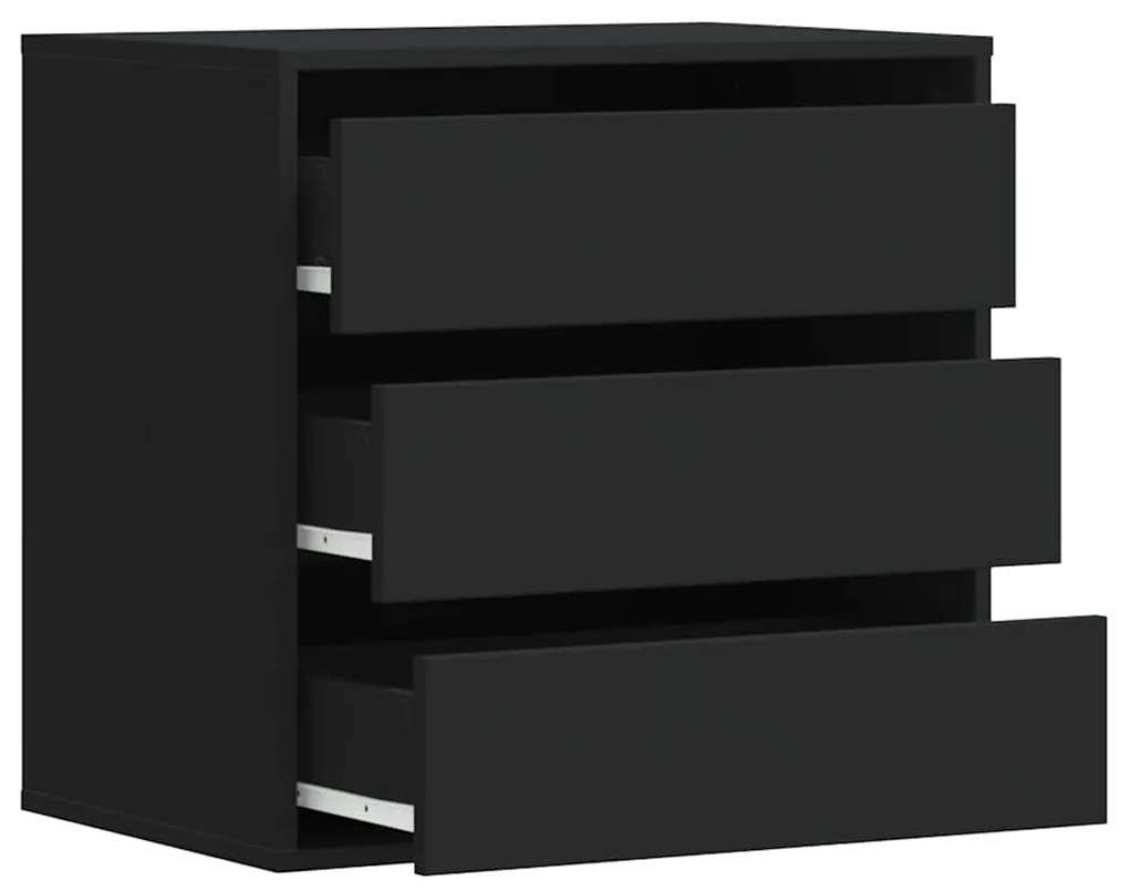 Cómoda com 3 Gavetas - 60x41x58 cm - derivados de madeira - preto