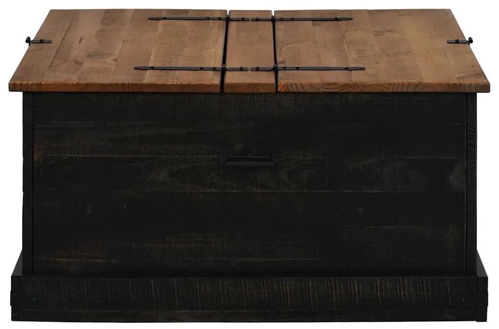 Caixa de arrumação HALDEN 91x91x47 cm pinho maciço preto