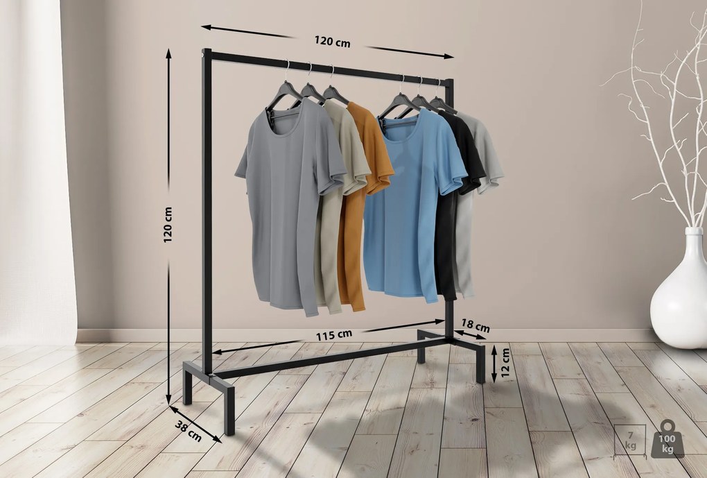 Cabideiro Melva em metal 120 x 38 x 120 cm Preto