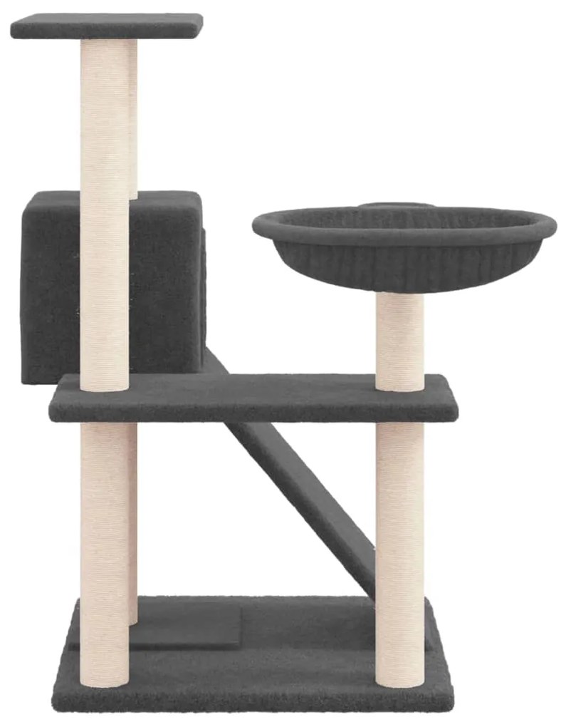 Árvore p/ gatos c/ postes arranhadores sisal 82 cm cinza-escuro