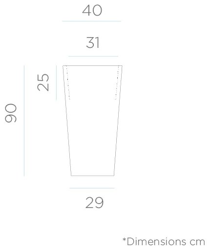 Vaso de flores colorido Polietileno CASA, JARDIM, RESTAURANTE, BAR MELISA ALTO 40 (40x40x90 cm) - Castanho