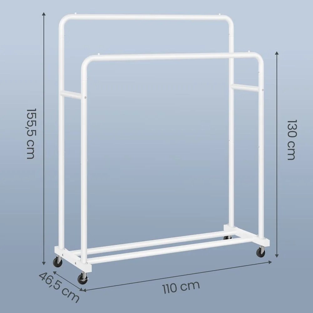 Guarda roupa aberto com rodas 46,5 x 110 x 155,5 cm Branco