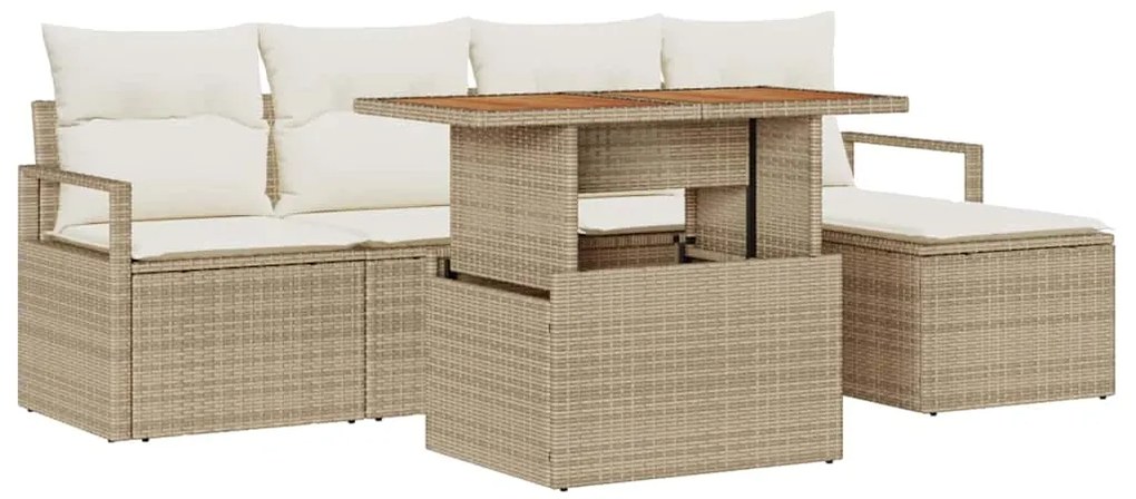 Conjunto de Sofás de Jardim 6 pcs Bege e Creme Médio