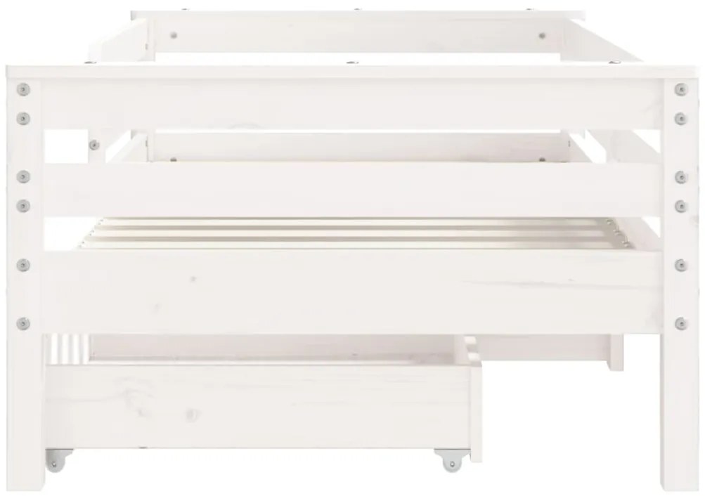 Estrutura cama infantil c/ gavetas 70x140cm pinho maciço branco