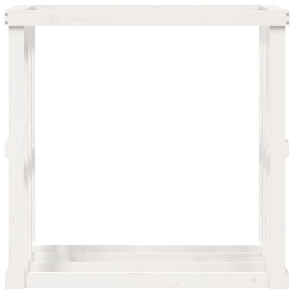 Suporte de lenha p/ exterior 108x52x106 cm pinho maciço branco