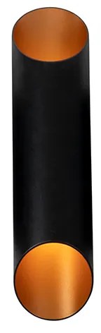 Candeeiro de parede moderno preto com interior dourado 9,6 cm - Organo Moderno
