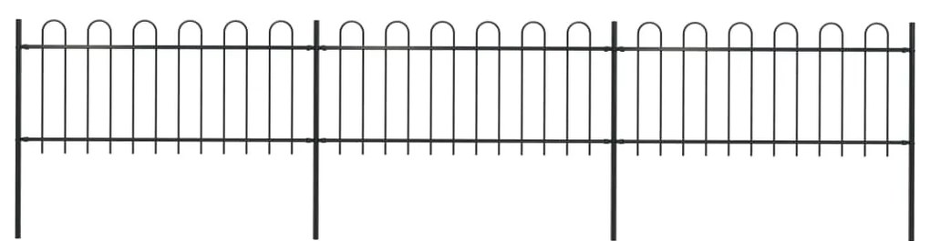 vidaXL Cerca de jardim com arco superior em aço 537x80 cm preta