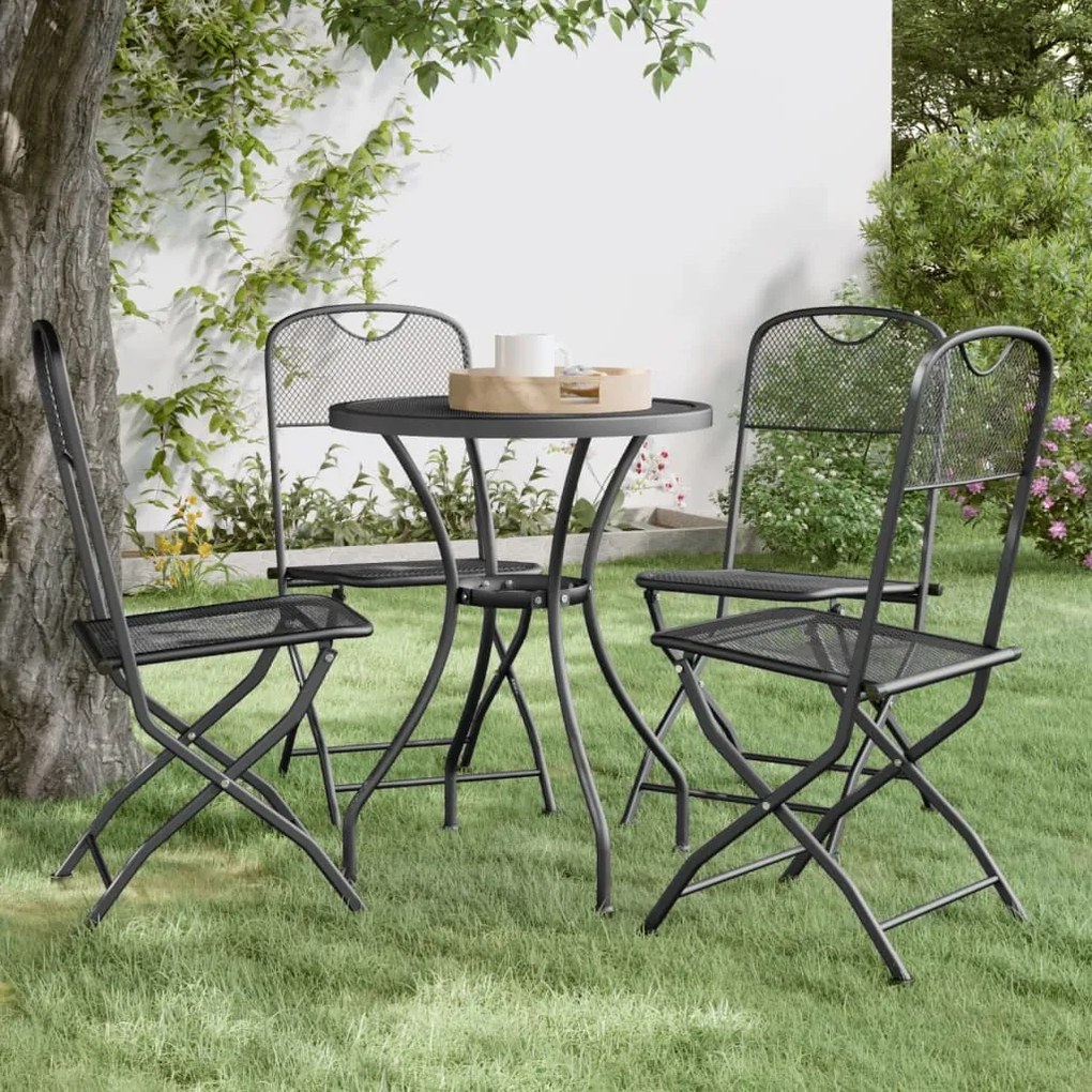 vidaXL Cadeiras jardim dobráveis 4 pcs malha metal expandido antracite