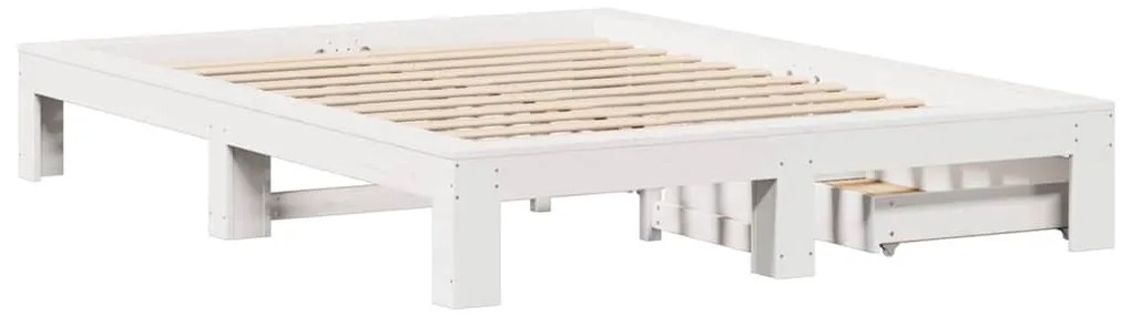 Cama sem colchão 140x200 cm madeira de pinho maciça branco