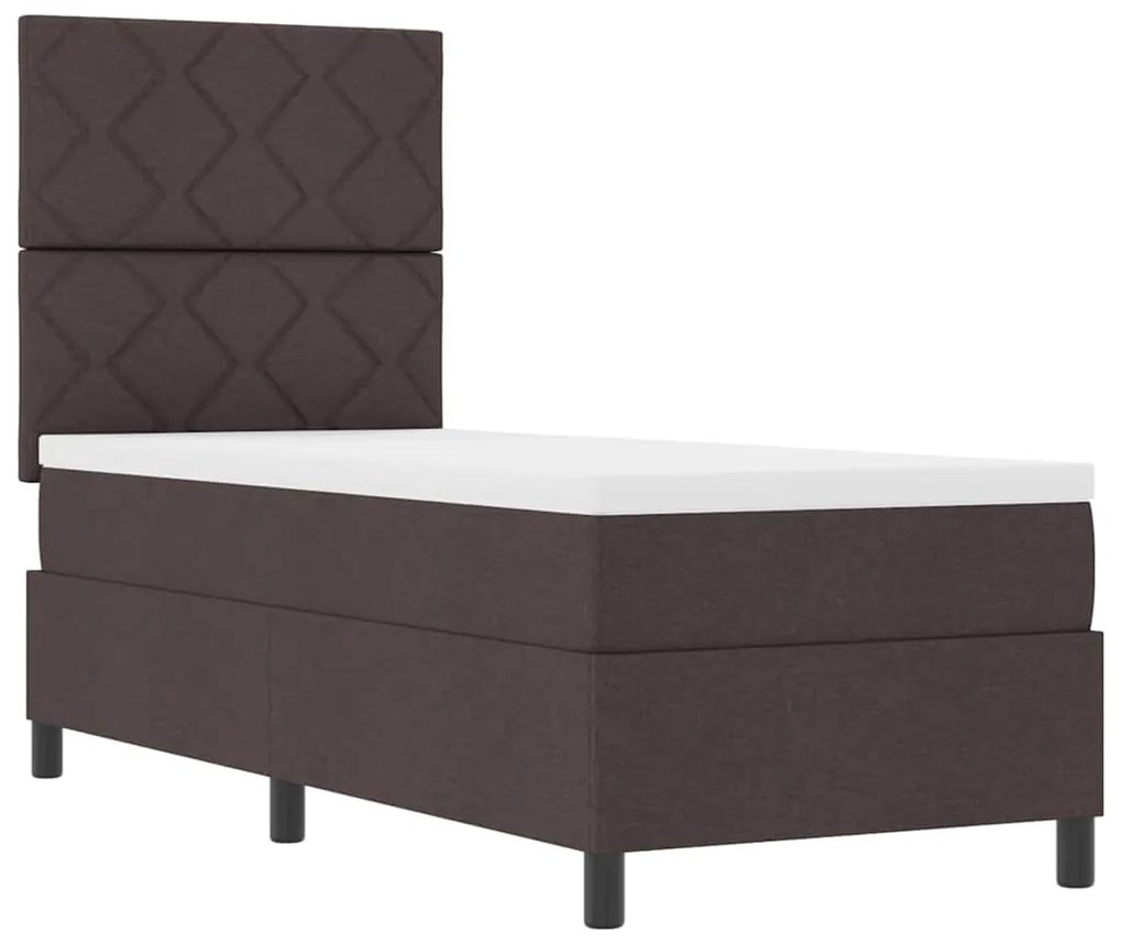 Cama Box Spring com Colchão Castanho Escuro 80x200 cm Tecido