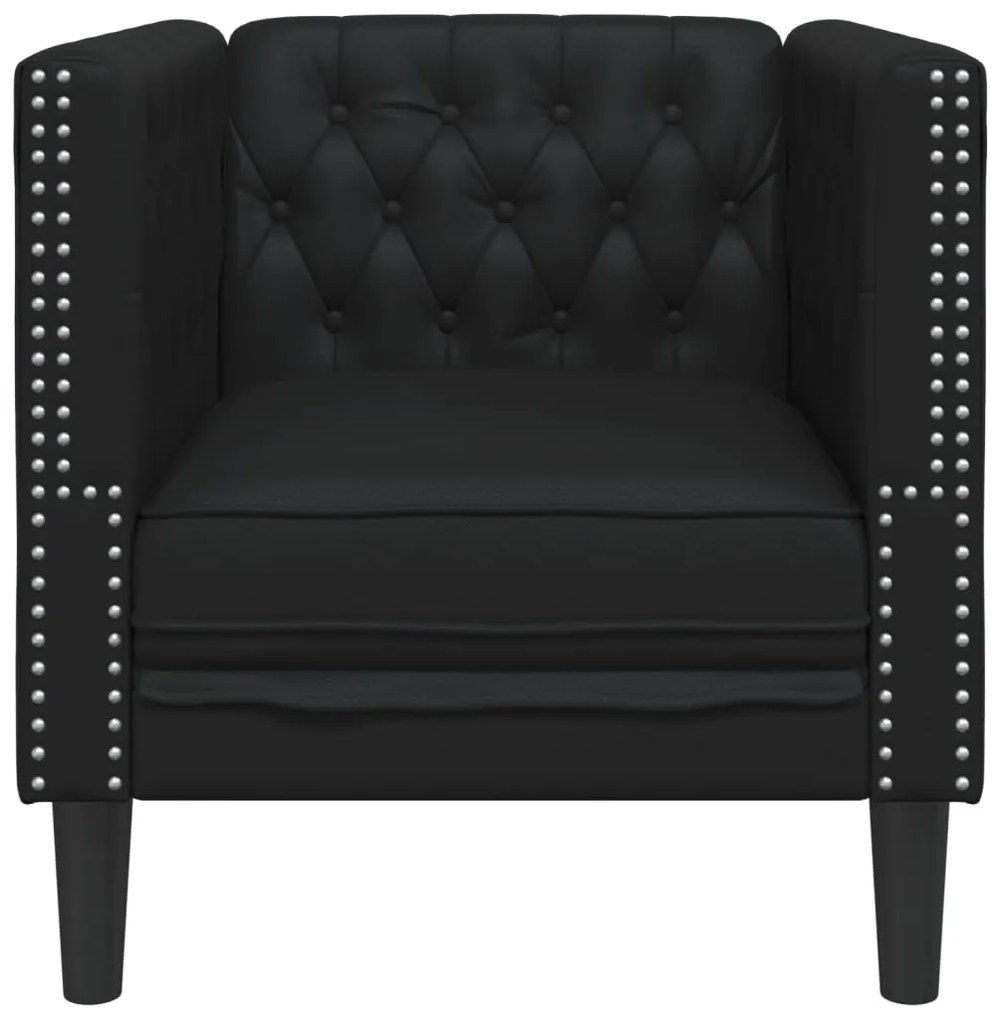 Sofá chesterfield couro artificial preto