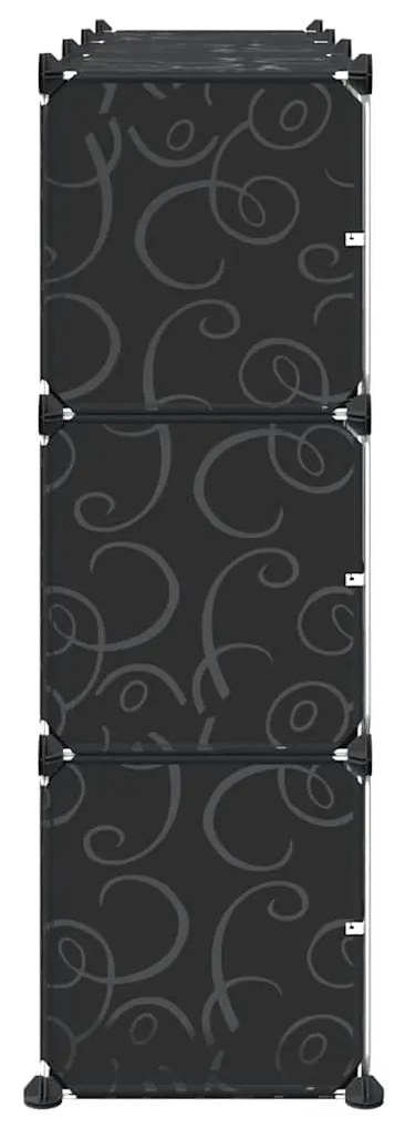 Organizador de arrumação com 9 cubos e portas PP preto