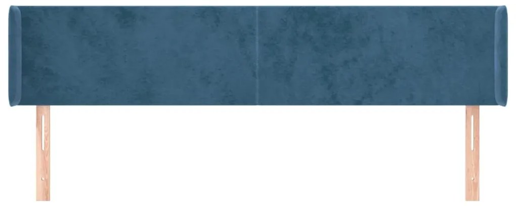 Cabeceira de cama c/ abas veludo 203x16x78/88cm azul-escuro