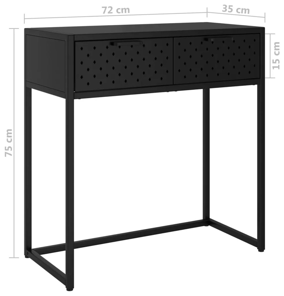 Mesa consola 72x35x75 cm aço preto