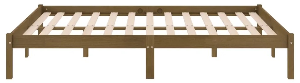 Estrutura de cama 200x200 cm pinho maciço castanho mel