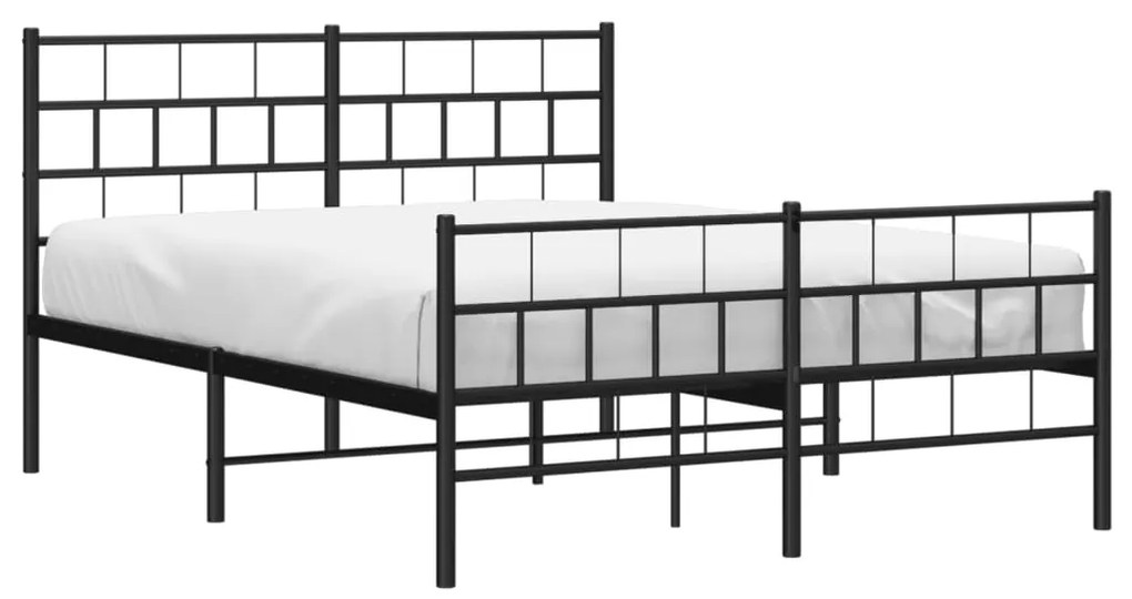 Estrutura de cama com cabeceira e pés 150x200 cm metal preto