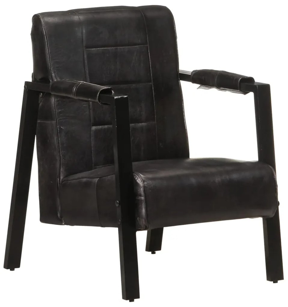 325148 vidaXL Poltrona couro de cabra genuíno 60x80x87 cm preto