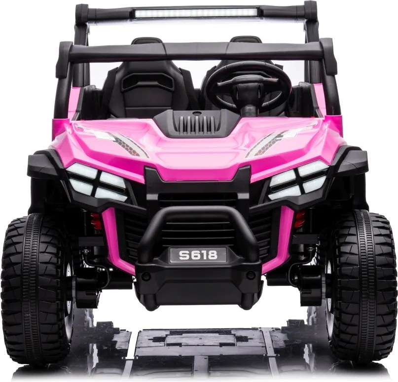 Carro elétrico para Crianças 24V, 4x4, 2 lugares Gravity Buggy Rodas de espuma EVA e assento Couro ecológico rosa