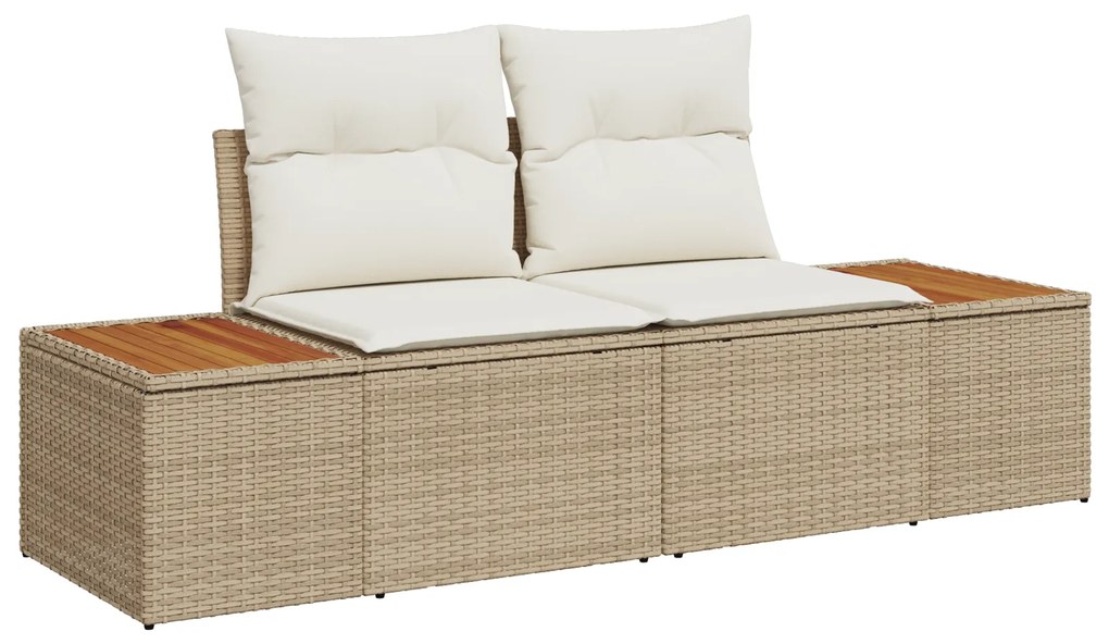 Conjunto de Sofás de Jardim de 7 Peças com Almofadas Bege de Poli Ratt